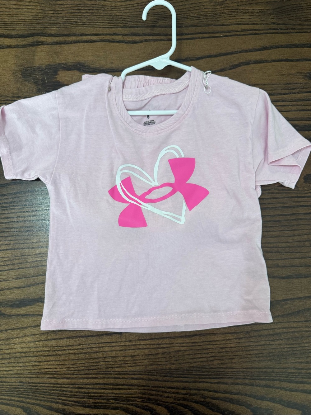 Under Armour Light Pink Tee with Hot Pink Heart Logo